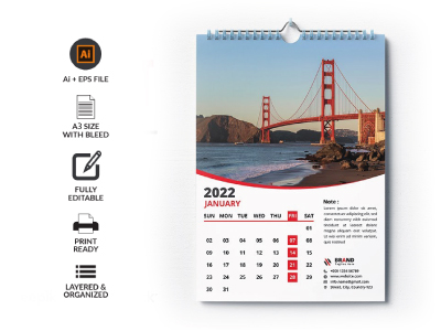 Wall Calendar 2022 Template